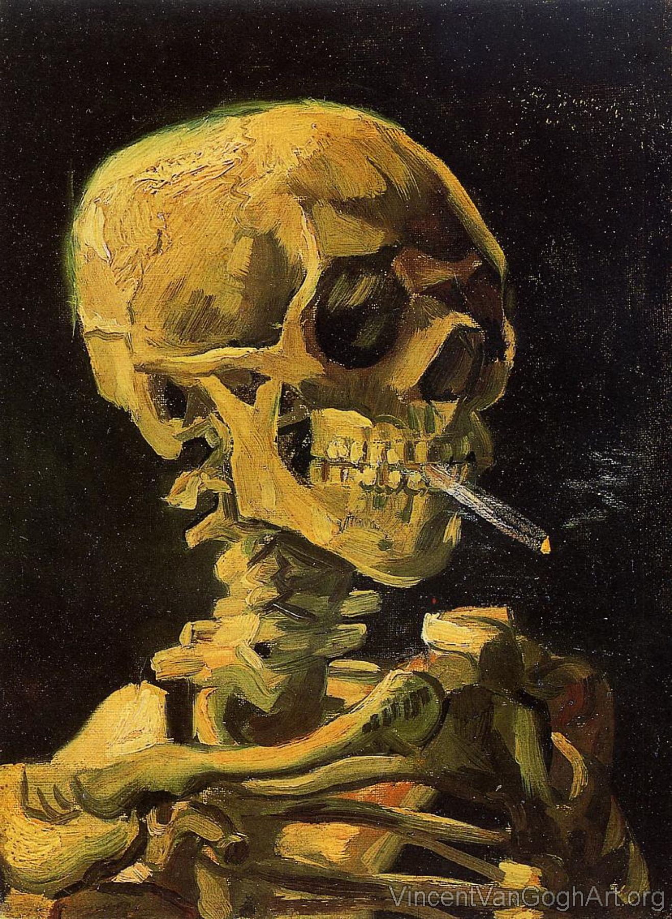 Skull Smoking a Cigarette